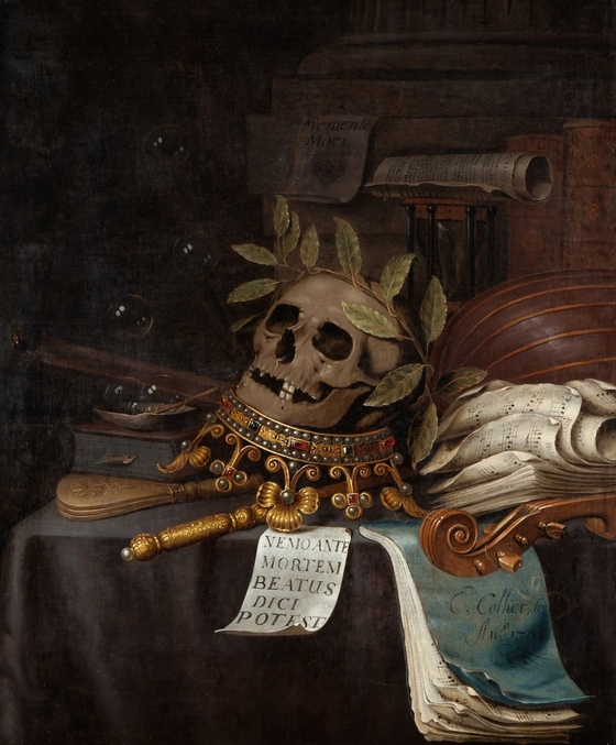 Evert Collier ~ Vanitas Still Life with a Crowned Skull