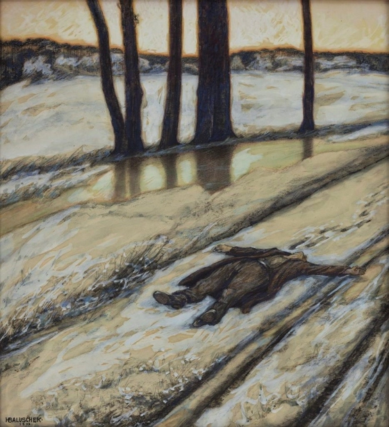 Hans Baluschek  ~ Ein Toter auf der Landstraße (Dead man on a highway)