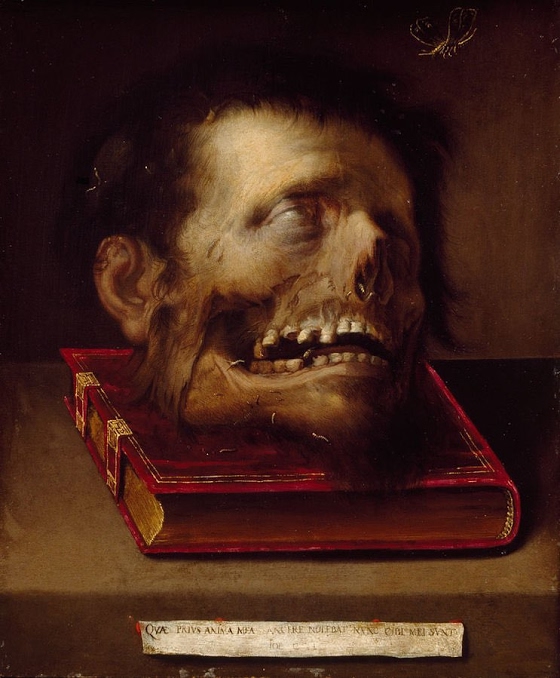 Jacopo Ligozzi ~ Half-digested man's face on book