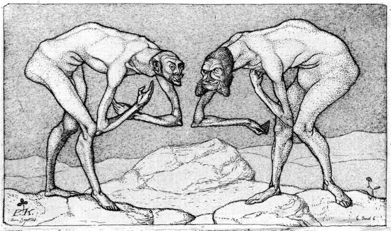 Paul Klee ~ Two Men Meet, Each Believing the Other to Be of Higher Rank