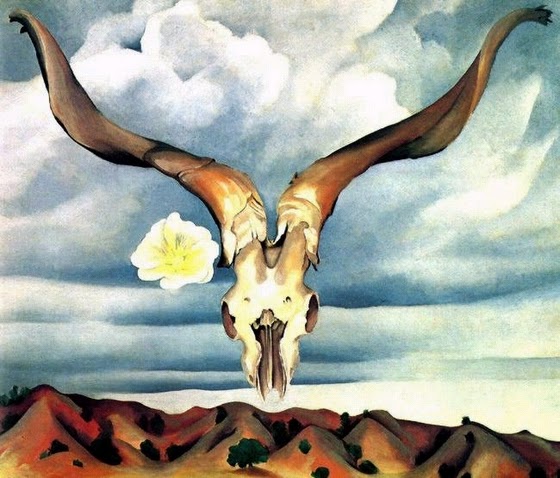 Georgia O'Keeffe ~ Ram's Head, White Hollyhock & Little Hills
