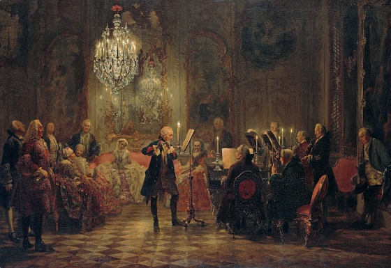 Adolph Menzel  ~ Frederick the Great Playing the Flute at Sanssouci