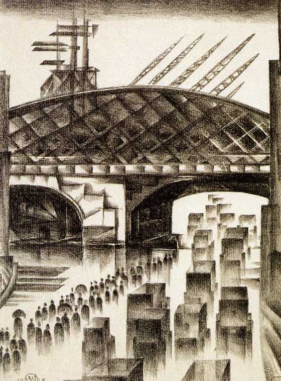 Mstislav Dobuzhinsky ~ Street in London