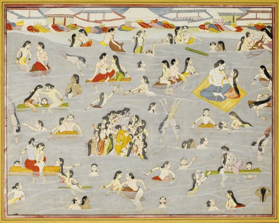 Purkhu of Kangra ~ Krishna and the gopis bathing in the river Yamuna
