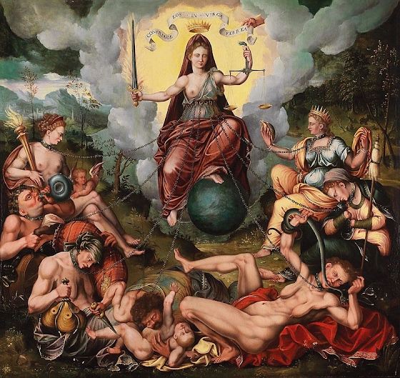 Antoon Claeissens ~ Justitia vanquishes the Seven Capital Sins