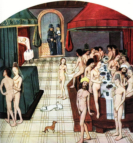 Medieval bath house scenes