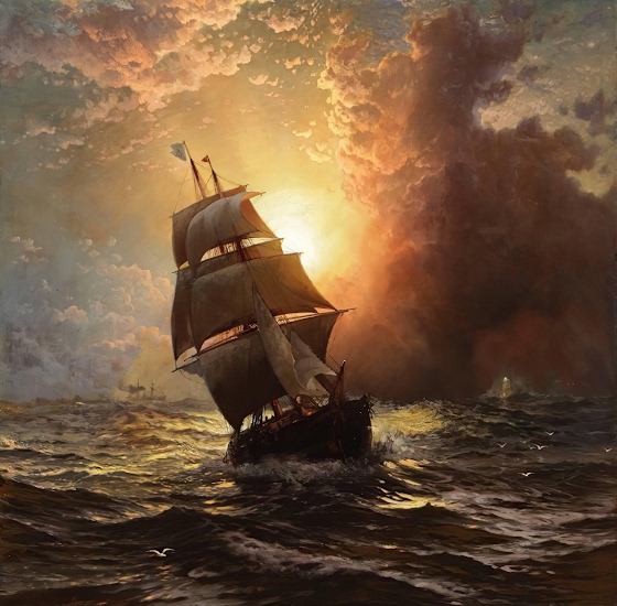 Edward Moran ~ A Clipper at Sunset
