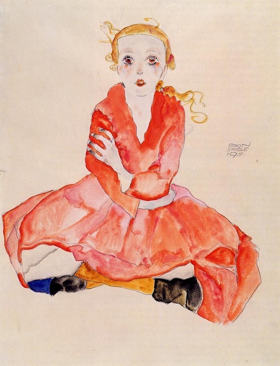 Egon Schiele ~ Seated Girl Facing Front