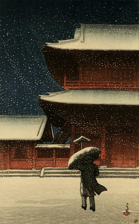 Kawase Hasui ~ Zojoji Temple in Snow