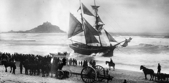 Wreck of the Jeune Hortense on 17/5/1888 in Mounts Bay, Cornwall, UK