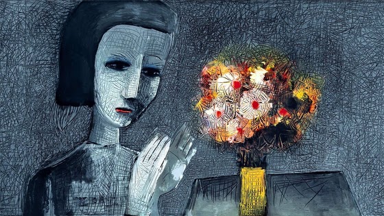 Charles Blackman ~ Girl with Flowers