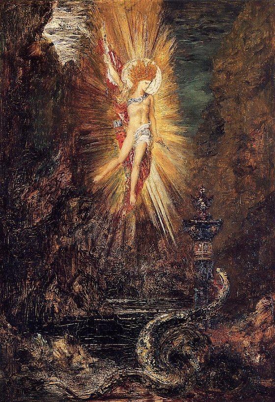 Gustave Moreau ~ Apollo Vanquishing the Serpent Python