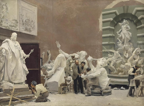 Hans Temple ~ The sculptor Rudolf Weyr in his studio