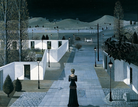 Paul Delvaux ~ Landscape with lanterns