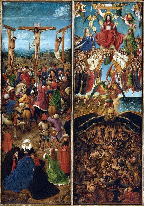 Jan van Eyck ~ Crucifixion and Last Judgement diptych