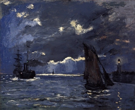Claude Monet  ~ A Seascape, Shipping by Moonlight