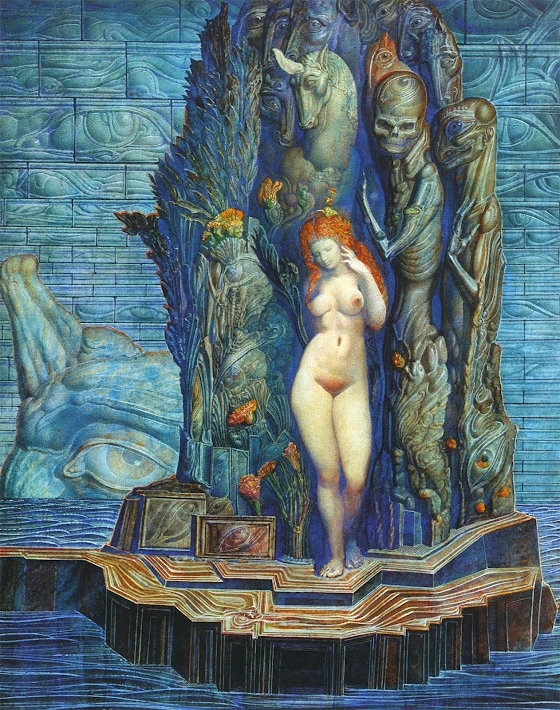 Ernst Fuchs ~ The Island of Aphrodite Before the Wall of Heaven
