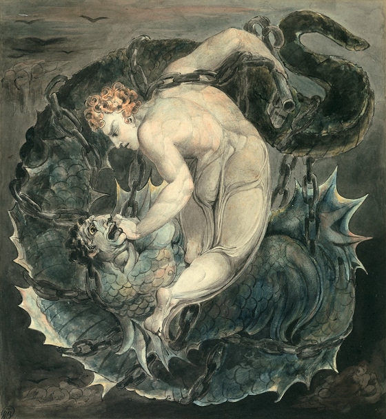 William Blake ~ Angel Michael Binding Satan