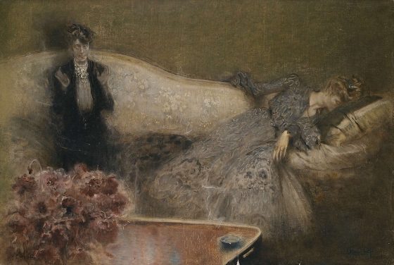 Serafino Macchiati ~ Two Women on the Sofa or Morfinomani