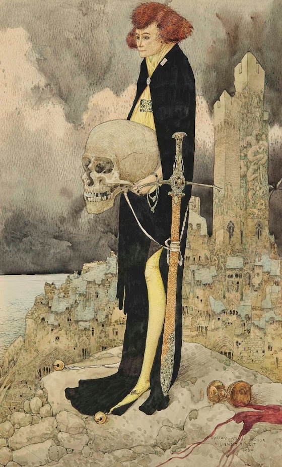 Gustav-Adolf Mossa ~ Hamlet and the Skull