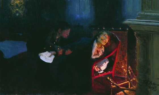 Ilya Repin ~ Gogol burning the manuscript of the second part of 