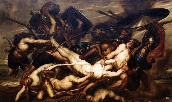 Antoine Joseph Wiertz ~ The Greeks and the Trojans Fighting over the Body of Patroclus