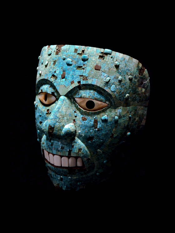 Aztecs ~ Turquoise Mosaic Mask Of Xiuhtecuhtli- Aztec God Of Fire