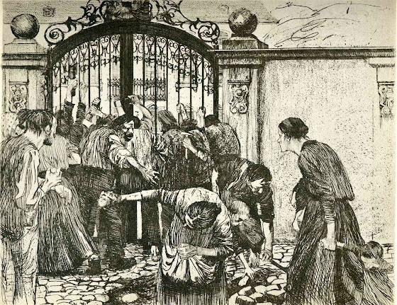Käthe Kollwitz ~ Revolt (By the Gates of a Park)