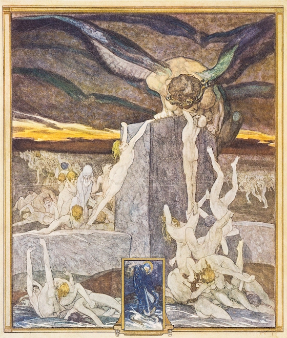Franz von Bayros ~ Illustration from Dante's 'Divine Comedy', Inferno, Canto XIX