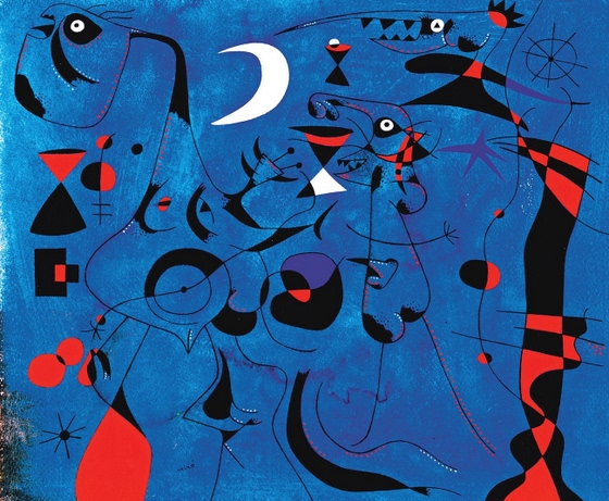 Joan Miró ~ People at Night, Guided by the Phosphorescent Tracks of Snails