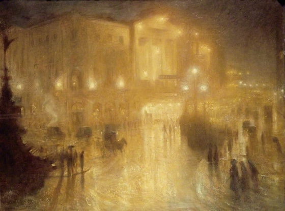 Arthur Hacker ~ A Wet Night at Piccadilly Circus
