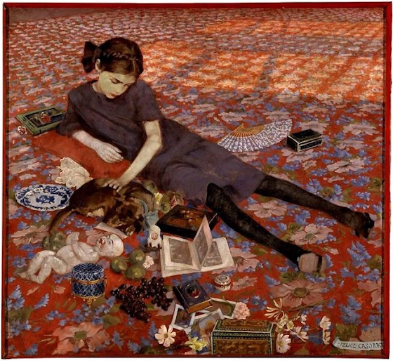 Felice Casorati ~ Girl On a Red Carpet