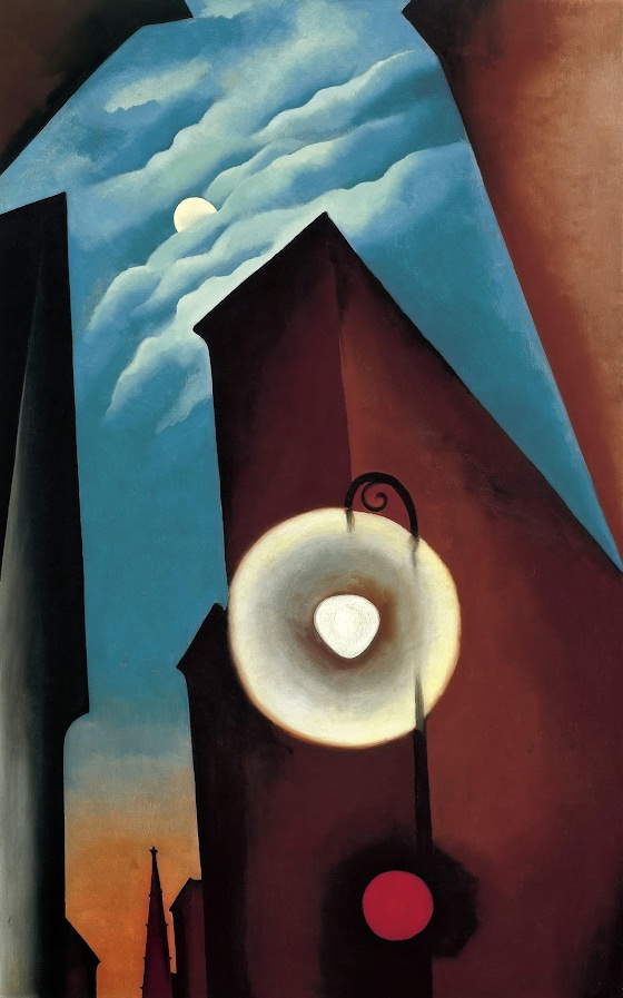 Georgia O'Keeffe ~ New York street with moon