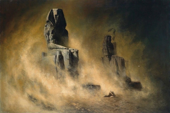 Karl Wilhelm Diefenbach ~ The Colossi of Memnon in a Sandstorm